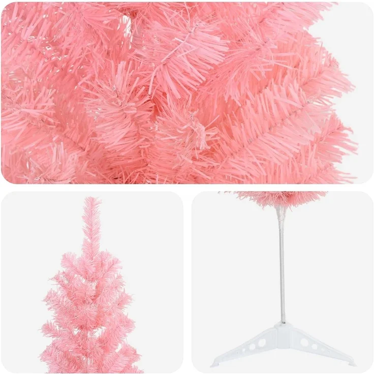 vidaXL Künstlicher schlanker Weihnachtsbaum 150 cm PVC und Stahl Rosa 42055246 – Bild 7