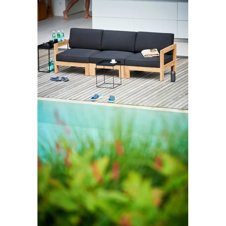 Modulsofa Arki Eckelement aus recyceltem Teakholz, modern gepolstert, schwarz natur, inkl. Kissen – Bild 1