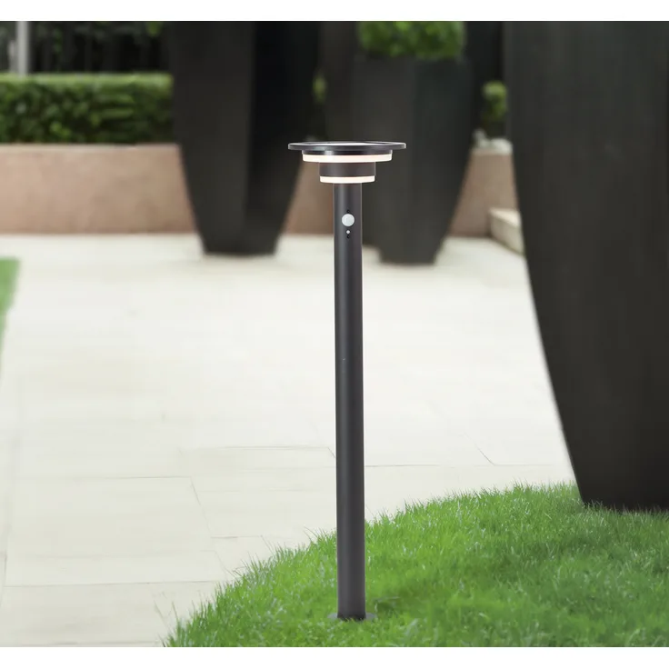 Brilliant LED Stehlampe Garvina Solar, 85 cm, 430 lm, 3000 K, Edelstahl, schwarz