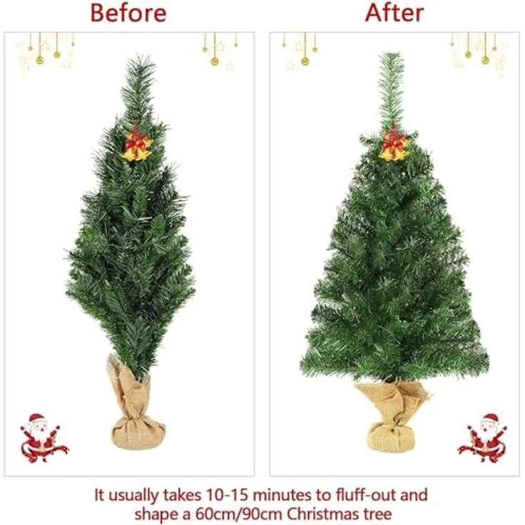 SALCAR 90 cm künstlicher Weihnachtsbaum mit Zementbasis – Kleiner Premium Tischbaum für Innenbereich, perfekte Weihnachtsdekoration – Bild 3