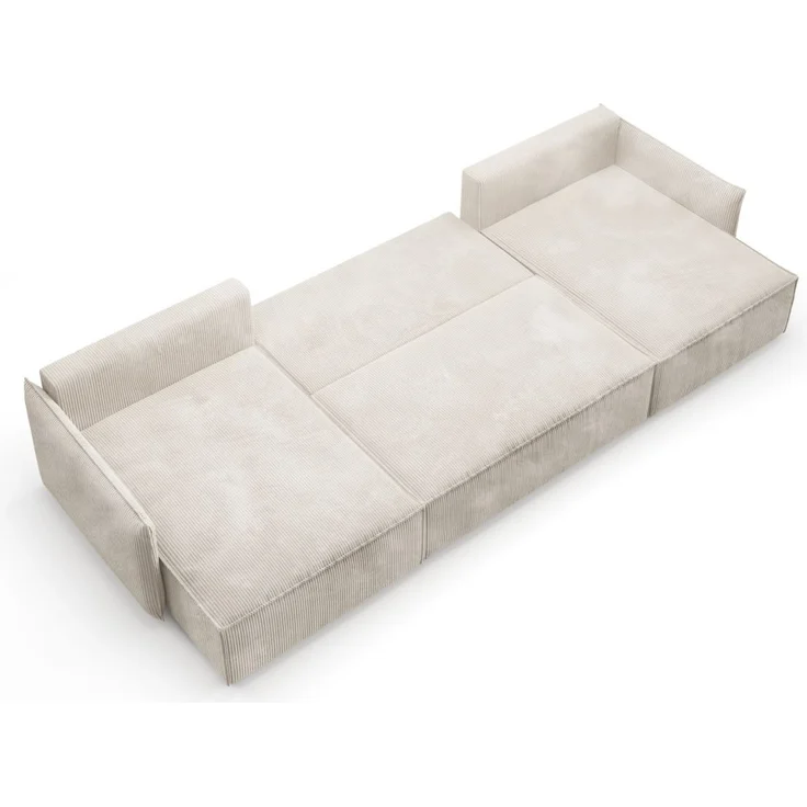 Wohnlandschaft mit Schlaffunktion MINEA Sofa U-Form in Stoff Poso Altweiß – Bild 4