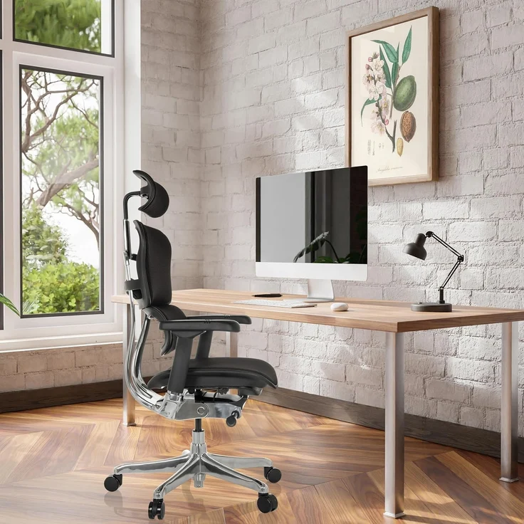 hjh OFFICE Bürostuhl ergonomisch ERGOHUMAN GEN2 Originales Design, Bürosessel mit Flexibler Lordosenstütze, Sitzfläche gepolstert, Stoff Schwarz – Bild 2