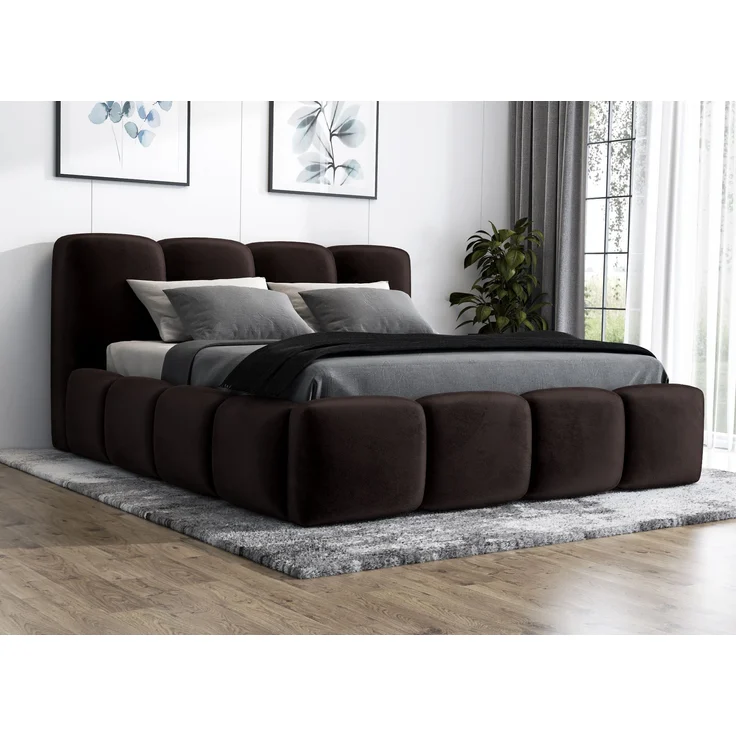 Polsterbett DONA 90x200 ohne Matratze mit Bettkasten und Lattenrost. Farbe: Espresso 6 – Bild 2