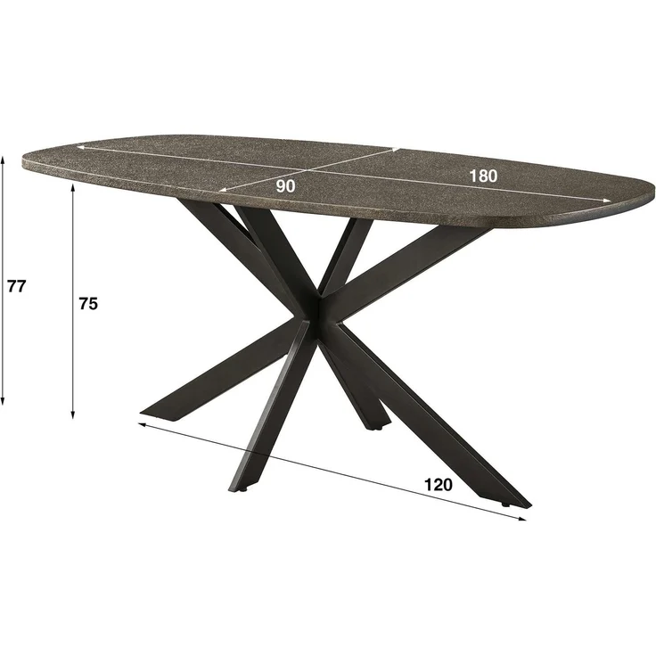 Esstisch Kivon Bronze-Metallic - oval mit Spider-Gestell, 180 cm – Bild 5