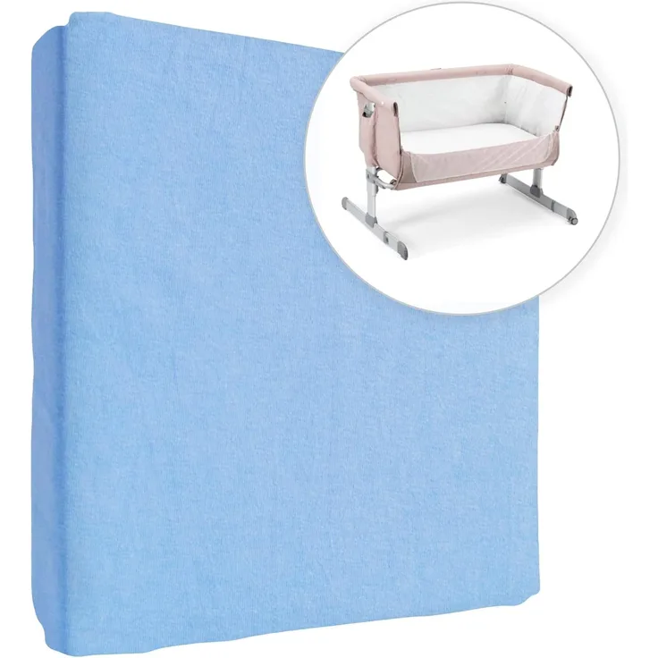 Jersey 100% Baumwolle Spannbettlaken für 90x55 cm Baby Nachttisch Kinderbett Matratze (Blau)