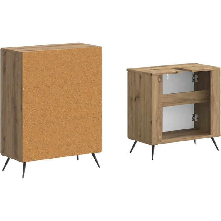 vidaXL 2-teiliges Badezimmer Schrank Set BREDA Artisan-Eiche 3417647 – Bild 5