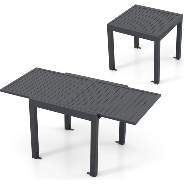 COSTWAY Gartentisch, Aluminium ausziehbar, 80/160x80 cm rechteckig – Bild 5