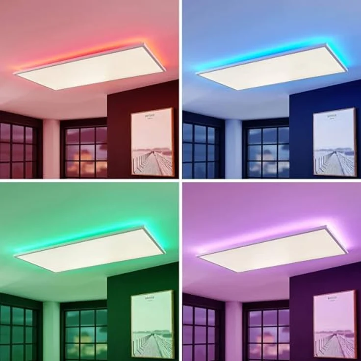 Arcchio Lindby LED Panel 119,5 x 59,5 cm, dimmbar mit RGB Backlight und wechselbarer Lichtfarbe (3.000–6.000K), inkl. Fernbedienung, 75W, 3.800 lm – Bild 5