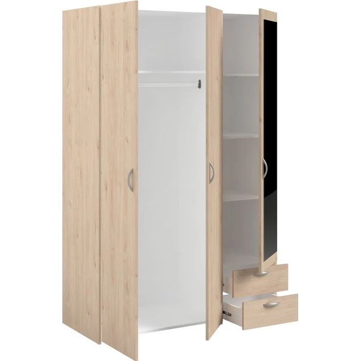 Daily 14 Kleiderschrank 3-türig Braun mit Spiegel 120x185x51 – Bild 3