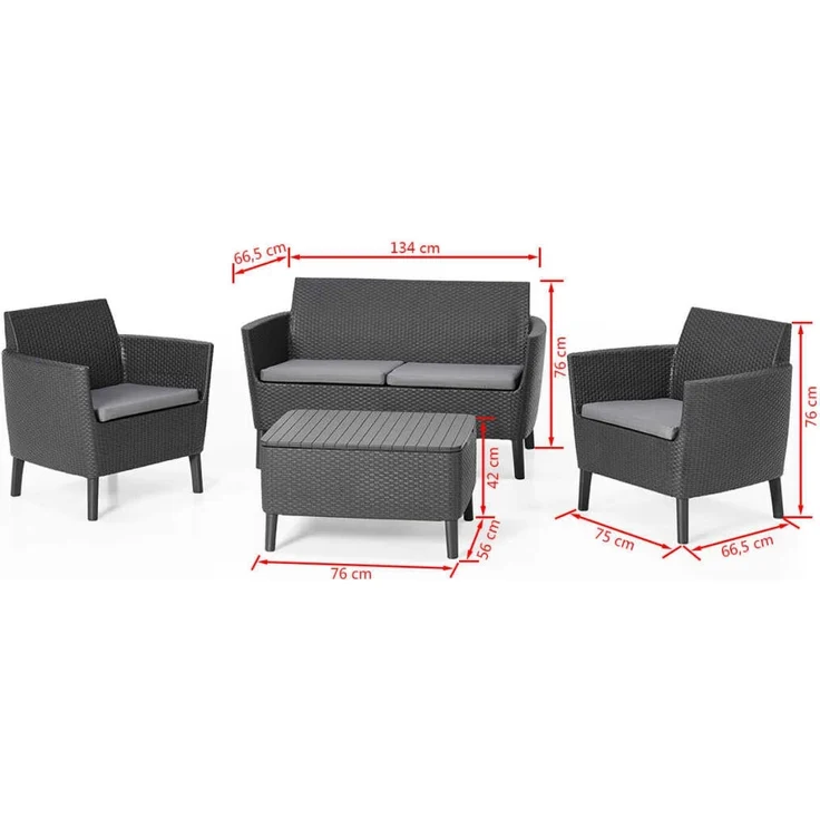 Keter 8-tlg. Garten-Sofagarnitur Salemo Graphitgrau 236629 419999 – Bild 5