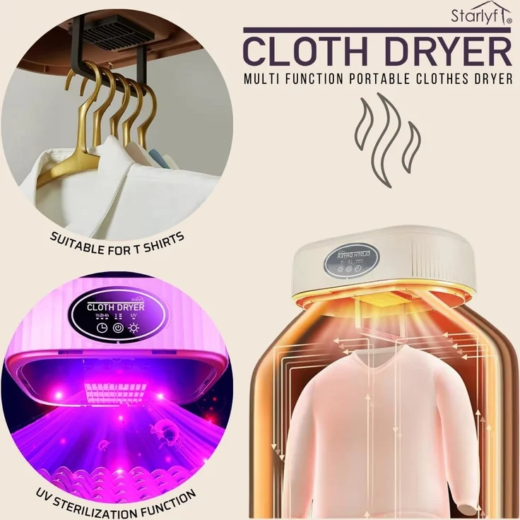 Starlyf Elektrischer Wäschetrockner Cloth Dryer, Trockner elektrisch, klappbar, klein und schmal zum Anhängen – Bild 7