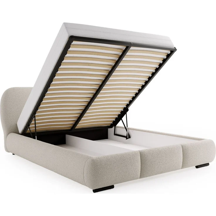 Compleo Polsterbett Wolkenbett, abgerundete Formen, Bouclé-Stoff, verschiedene Farben, TOPSELLER Stauraumbett MADE IN EU – Bild 4