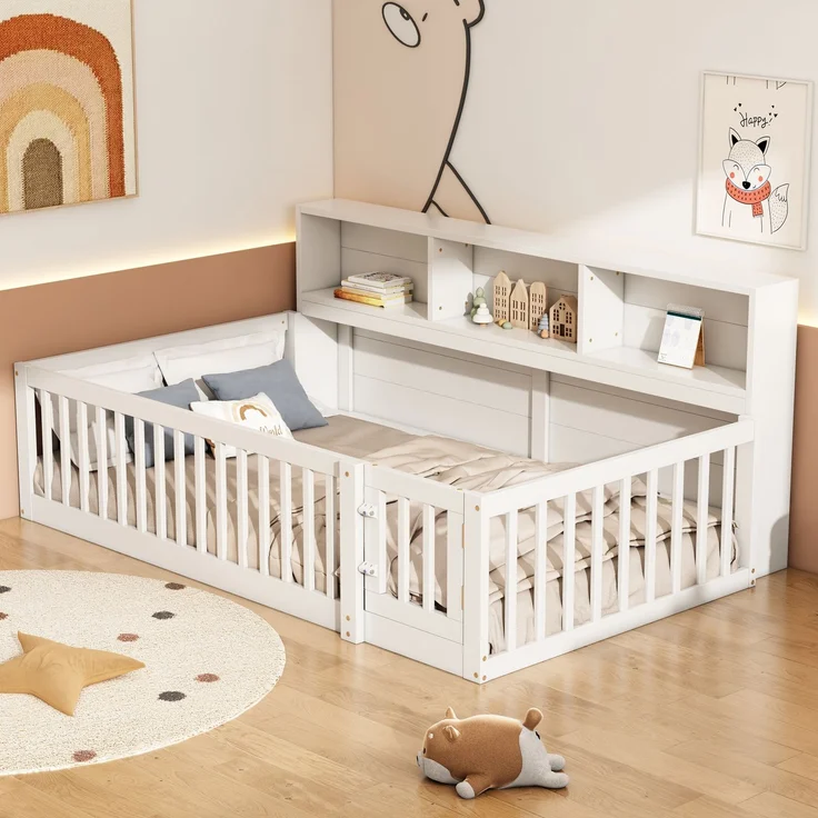 Daybett 90x200 cm Kinderbett Tagesbett Schlafsofa mit Ablagefach und Sicherheitsgeländer – Bild 1