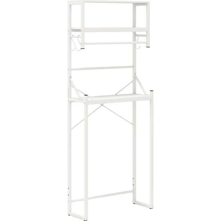 3-stöckiges Toilettenregal platzsparendes Badezimmerregal über die Toilette 64 x 24 x 162 cm Weiß