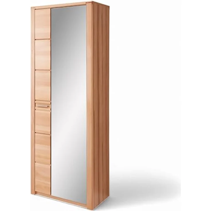 Stella Trading Nature ONE Garderobenschrank mit Spiegel in Kernbuche Teil-massiv FSC-Zertifiziert - Flurgarderoben Schrank mit viel Stauraum - 74 x 201 x 40 cm (B/H/T) – Bild 2