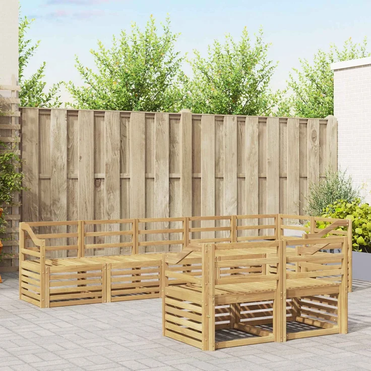 vidaXL Outdoor-Sofagarnitur 8 stk. 8-Sitzer Weiß Massivholz Akazie 3392049 – Bild 1