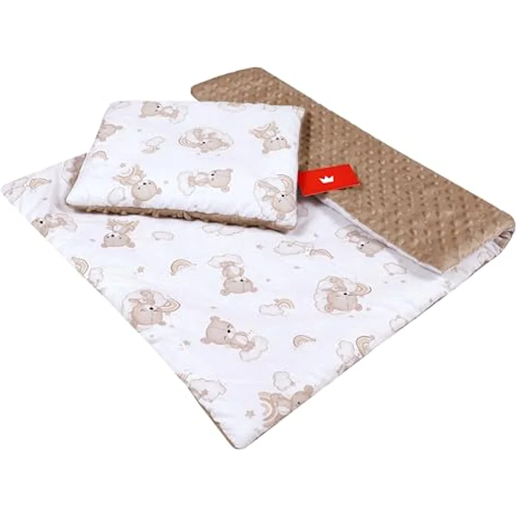 Kinderdecke BABYLUX Babydecke MINKY 2Set Kuscheldecke Decke 75 x 60cm Kinderwagen, BabyLux, MP138 - Beige + Bären – Bild 4
