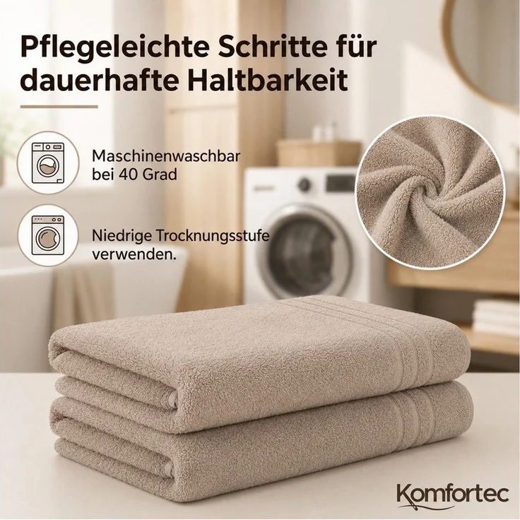 Komfortec Saunatuch 100x200 cm Badetuch aus 100% Baumwolle, Frottee (1-St), extra Große, Schnelltrocknend – Bild 3