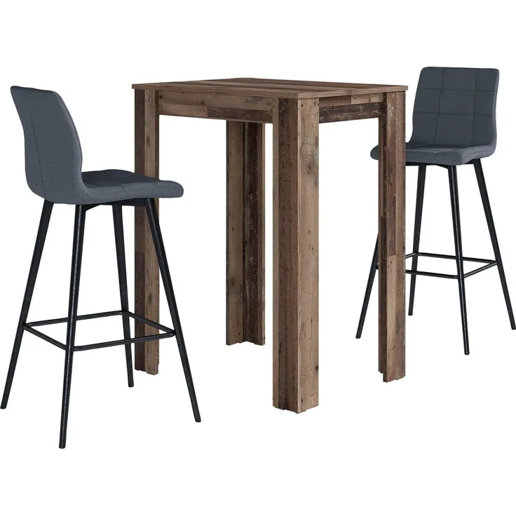 byLIVING Bargruppe Essgruppe Nele, Stühle Simone, (Set, 3-tlg, Tisch mit Barhockern), Barhocker, Bartisch