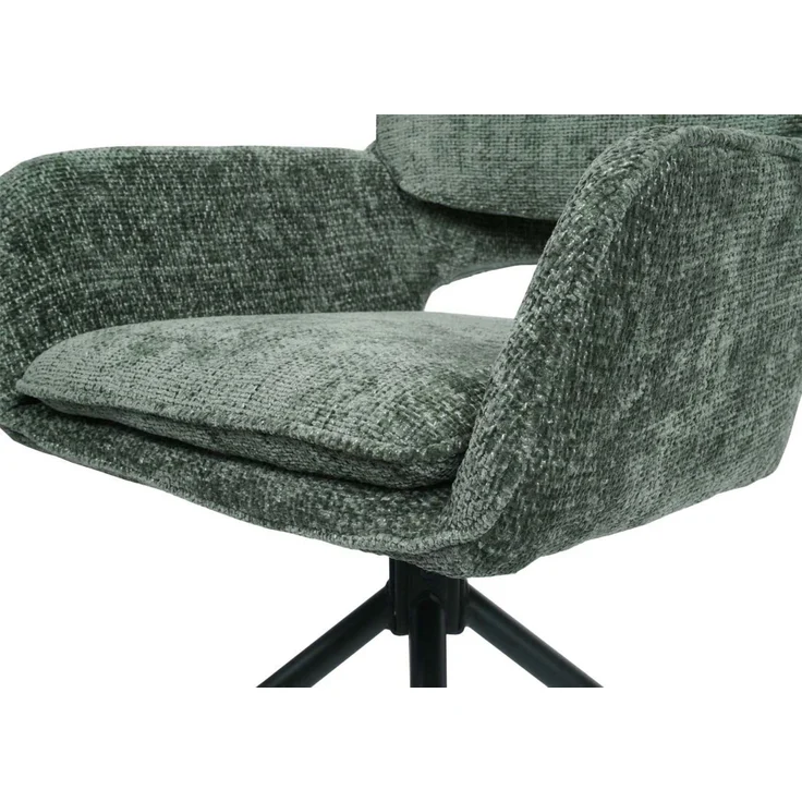 2er-Set Esszimmerstuhl HWC-N74, Küchenstuhl, drehbar Auto-Return, Stoff Chenille (490g/m²) Öko-Tex ~ grün – Bild 6