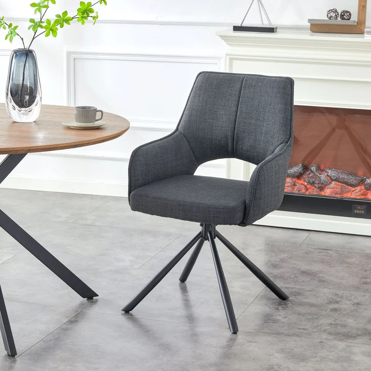 Drehstuhl 2er Set Tokio Stühle in Anthrazit - gemütliches Design - B/H/T: 57x91x64 cm – Bild 9