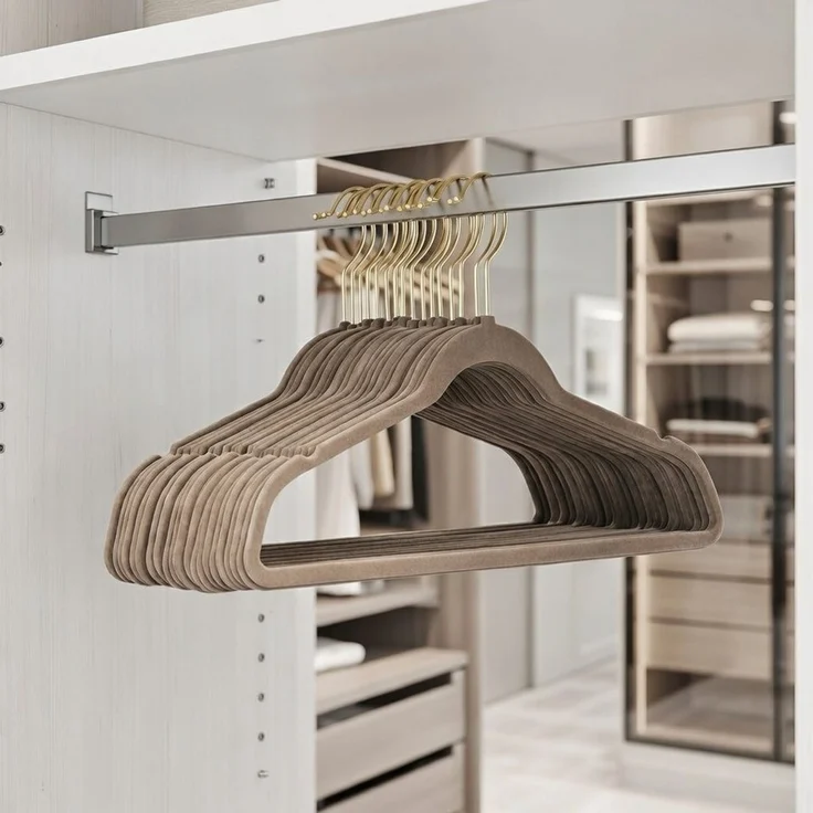 StickandShine Kleiderbügel Samt 50 Stück in verschiedenen Farben mit edlen Goldhaken im Set, (Spar-Set), Designbügel – Bild 3