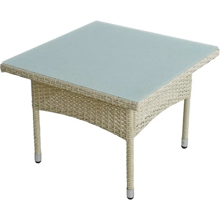 Beistelltisch Tisch Polyrattan Gartentisch Rattantisch Rattan Balkontisch Beige