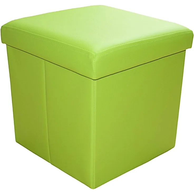 Style home Sitzhocker Sitzbank mit Stauraum, Faltbare Aufbewahrungsbox Sitztruhe Sitzwürfel Fußablage, belastbar bis 300 kg, aus Kunstleder, 38*38*38 cm(Grün)
