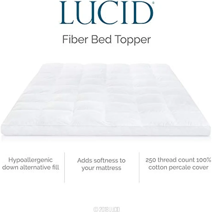 LUCID Ultraweiche 7,5 cm Microfaser Matratzenauflage 90x190 cm | Baumwoll Perkal Bezug mit 4 Eckbändern | Öko-Tex | Atmungsaktiver Matratzen Topper – Bild 3