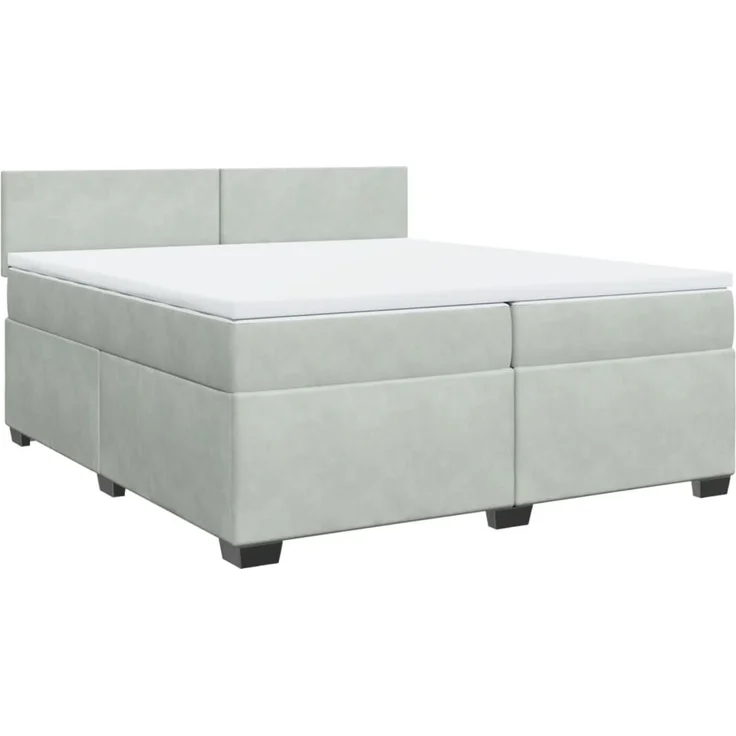 vidaXL Boxspringbett mit Matratze Hellgrau 200x200 cm Samt 3288696 – Bild 3