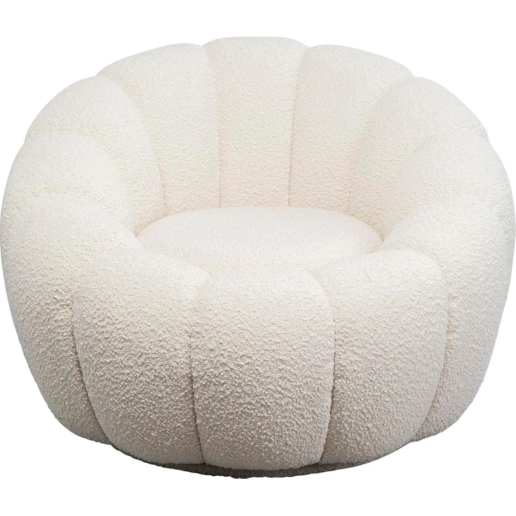 Kare Design Drehsessel Peppo Bloom, Weiß, 39 cm Sitzhöhe, Polstersessel, Relaxsessel, 360 Grad Drehbar, Wohnzimmer, 68 x 94 x 94 cm (H/B/T)
