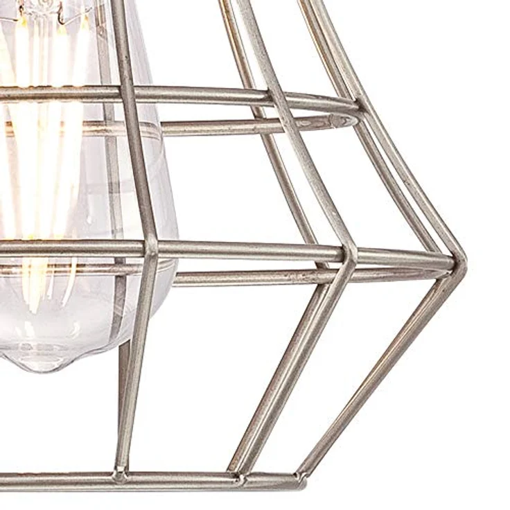 Westinghouse Pendelleuchte Nathan, Vintage Käfig-Design in nickelfarben, ideal für Küchen und Esszimmer – Bild 4