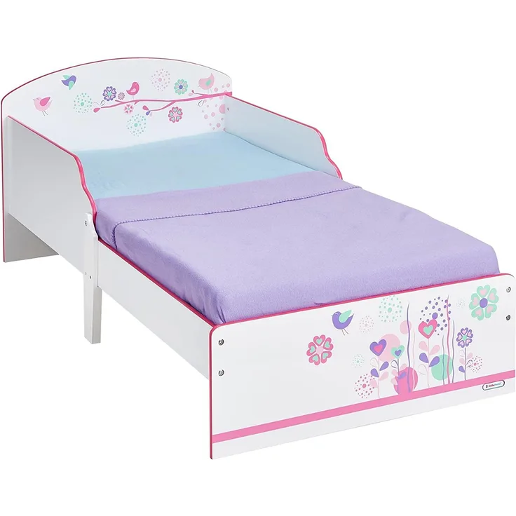 Moose Toys 'Blumen und Vögel' Kinderbett 70x140 cm weiß/rosa