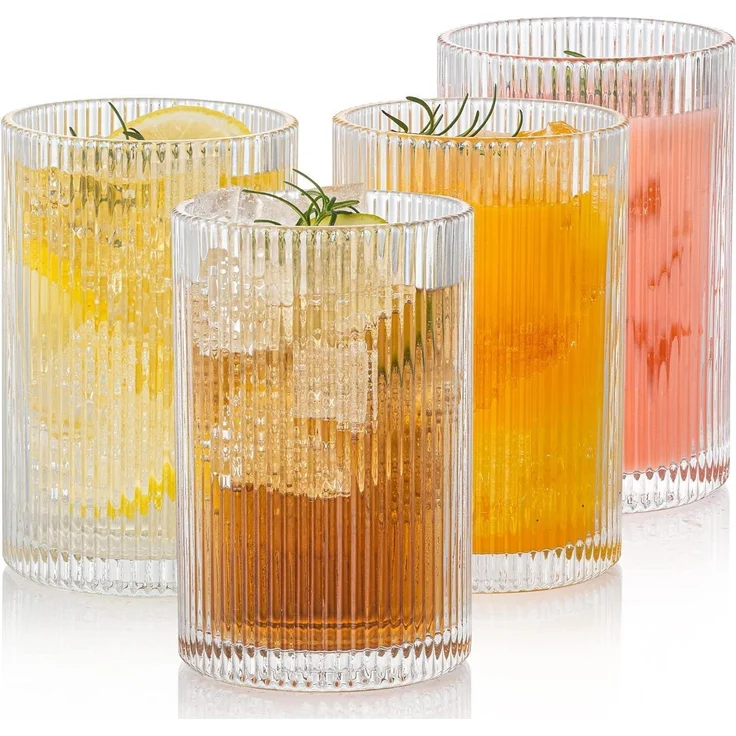 Geriffelte Vintage Cocktailgläser 4er Set 500ml - Trinkgläser ideal für Mojito – Bild 1