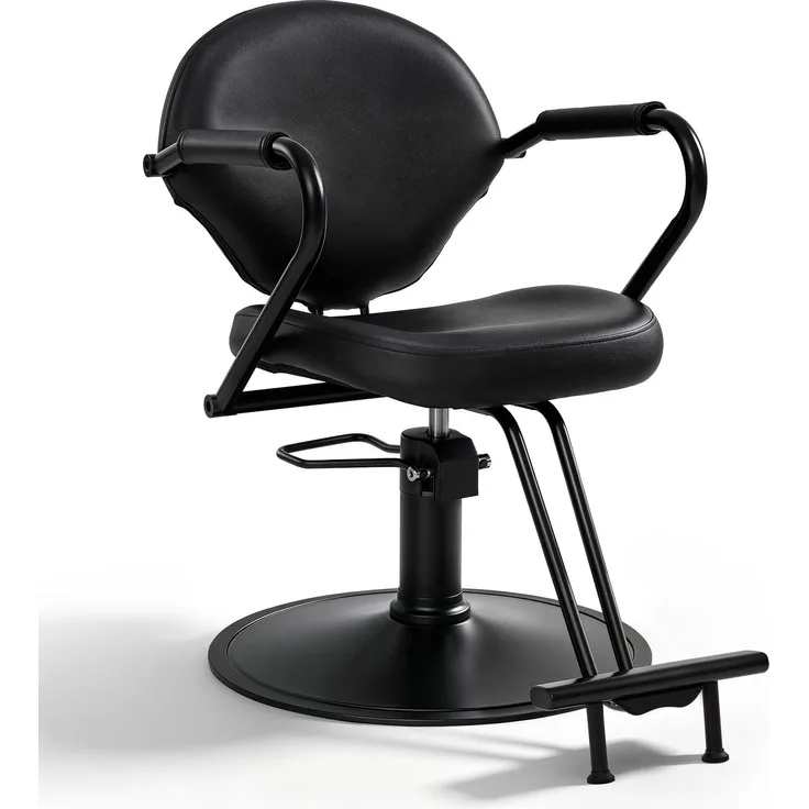 BarberPub Friseurstuhl, Friseursessel, Friseureinrichtung mit Hydraulikpumpe 360° Drehbar, Bedienungsstuhl Höhenverstellbar, Barber Stuhl Friseurstühle Kunstleder, 2079 (Schwarz)
