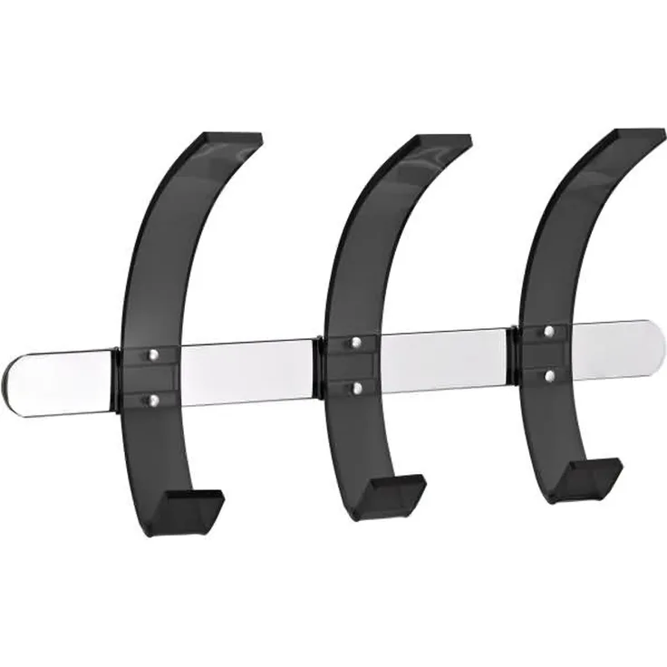 ALCO Wandgarderobe Leiste Metall Haken Acryl 37x9,5x20cm schwarz/silbe
