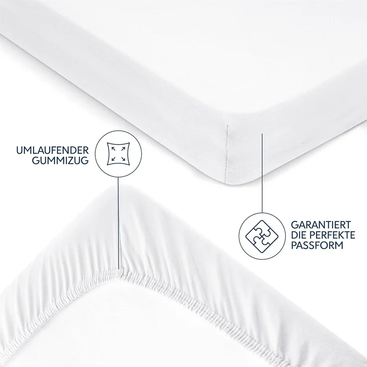 Dreamzie Premium Spannbettlaken 100x200 cm, Spannbetttuch für Dicke Matratzen bis zu 22 cm, Bettlaken 100% Jersey Baumwolle, 150 g/m², Oeko-TEX Zertifiziert - Weiß – Bild 4
