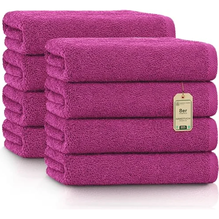 NatureMark NM-HT0701 8-er Spar-Pack Frottier Handtücher, 50x100 cm, Pink – Bild 1