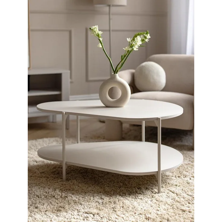 Compleo Couchtisch mit Regale PLAYAS, Modern Kaffeetisch für Wohnzimmer, 90x65x45