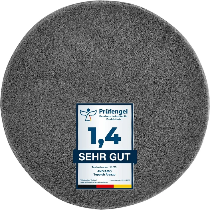 Andiamo Badematte Arezzo, Höhe 16 mm, rutschhemmend beschichtet, fußbodenheizungsgeeignet, schnell trocknend, Polyester, rund, Uni Farben, auch in rund und als 2er Set erhältlich – Bild 5
