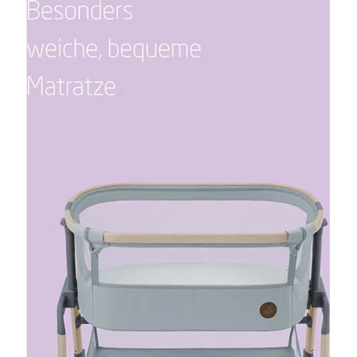 Maxi-Cosi Iora Air Beistellbett, Zustellbett, atmungsaktives Netzgewebe, Höhenverstellbar, Wiege mit Matratze, Geeignet ab Geburt, 0 Monate bis 9 kg, Beyond Grey – Bild 4