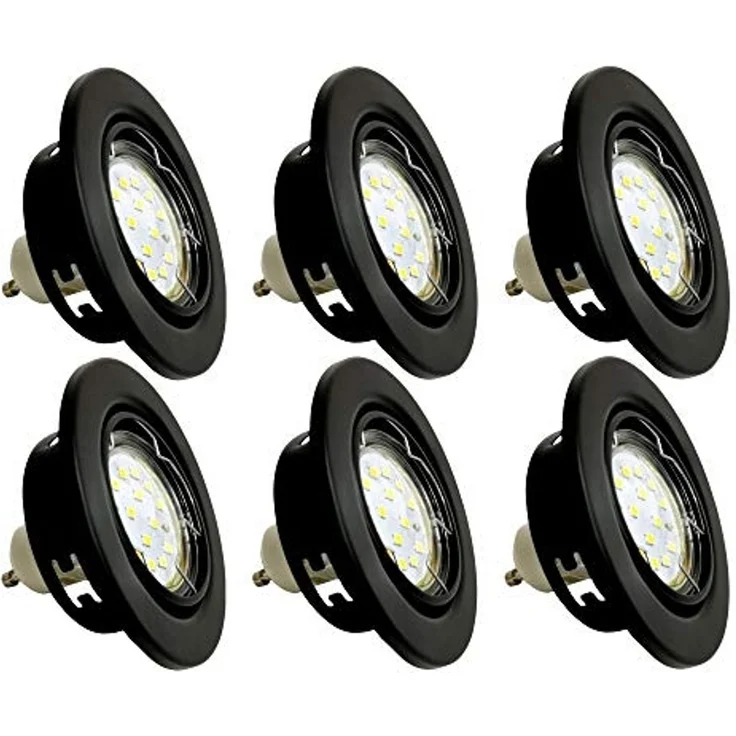 TRANGO LED Einbauleuchte, 6er Set 6729-065-5WAK Einbaustrahler in Rund Schwarz matt inkl. 6x5 Watt GU10 LED Leuchtmittel 3000K warmweiß & 6x GU10 Lampenfassung, Deckenspots, Einbauspots, Deckenleuchte – Bild 2
