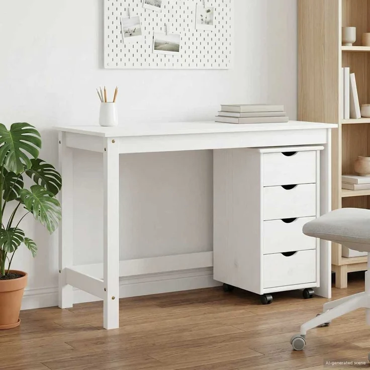 vidaXL Schreibtischschrank-Set 2 stk. Weiß Massives Kiefernholz 3438771 – Bild 1