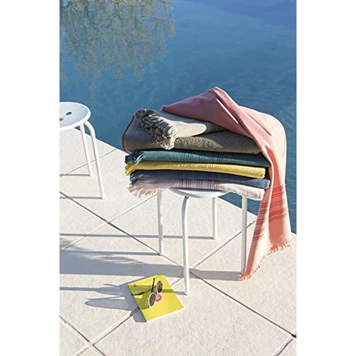 Vivaraise Hammam-Tuch Cancun, Salbeigrün, 100% Baumwolle, 90x180 cm, mit Voile- und Frotteeseite, für Wellness und Freizeit – Bild 3