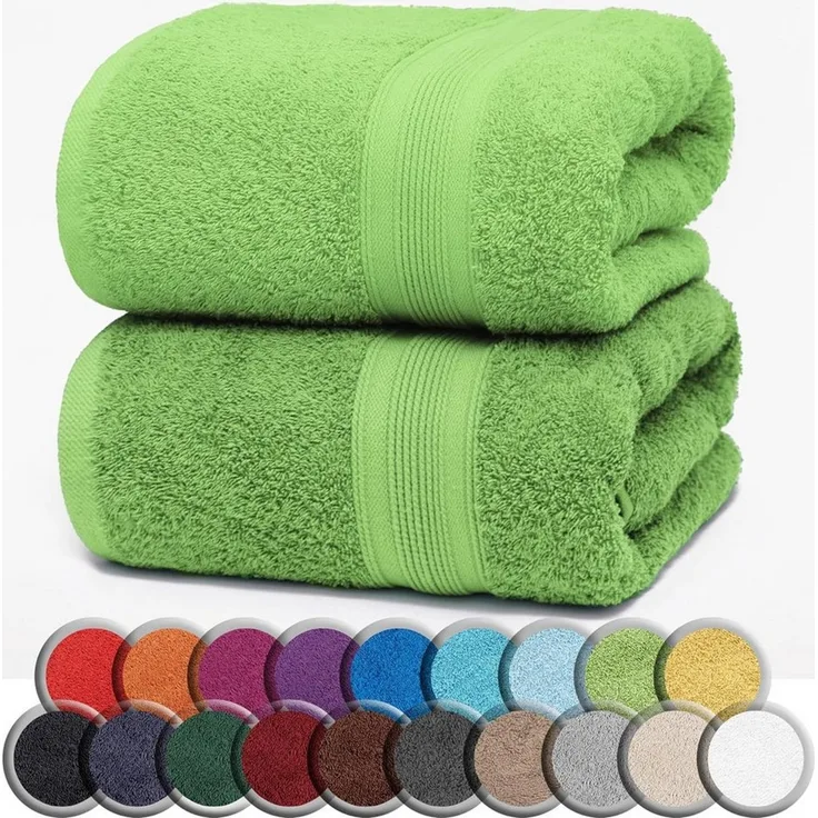 NatureMark Saunatuch Frottier Saunatücher 80x200cm, 100% Baumwolle (2-St), Premium Qualität SAUNATUCH Sauna-Handtuch, 80x200cm, Apfel grün