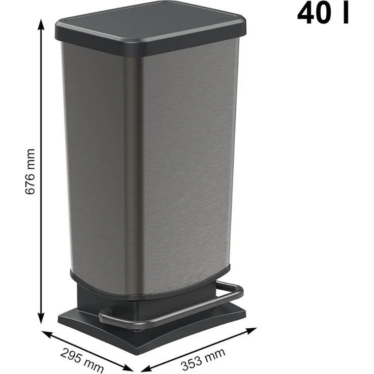 Rotho 'Paso' Treteimer, Kunststoff, 40 Liter, Graphit – Bild 3
