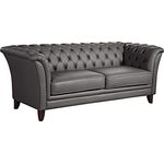 Norfolk Sofa 2,5-Sitzer Echtleder Graphit Buche Nussbaumfarben