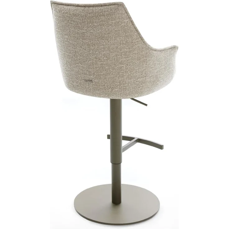 Barstuhl Alja-Flex Webstoff Soft Beige Drehfuß höhenverstellbar Metall Titanfarben Taschenfederkern – Bild 7