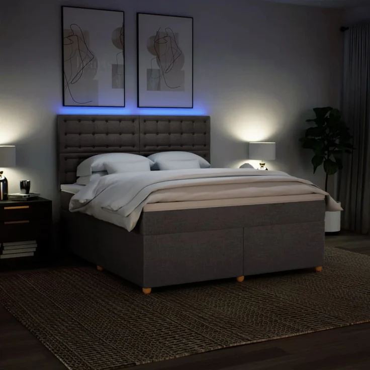 vidaXL Boxspringbett mit Matratze Taupe 180x200 cm Stoff 3293677 – Bild 5