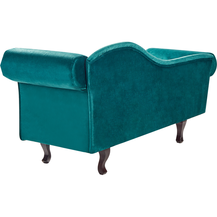 Rechtsseitige Chaiselongue LATTES II Samtstoff Smaragdgrün mit Kissen – Bild 5